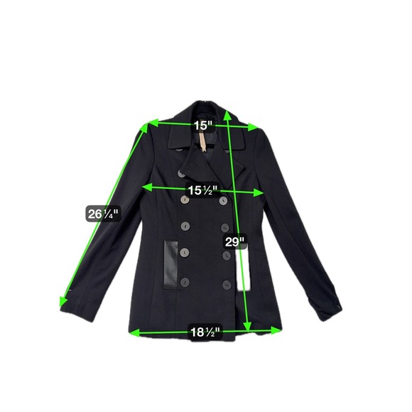 BAILEY 44 Black Double‎ Breasted Faux Leather Trim Blazer Jacket Women's Small - Picture 5 of 5